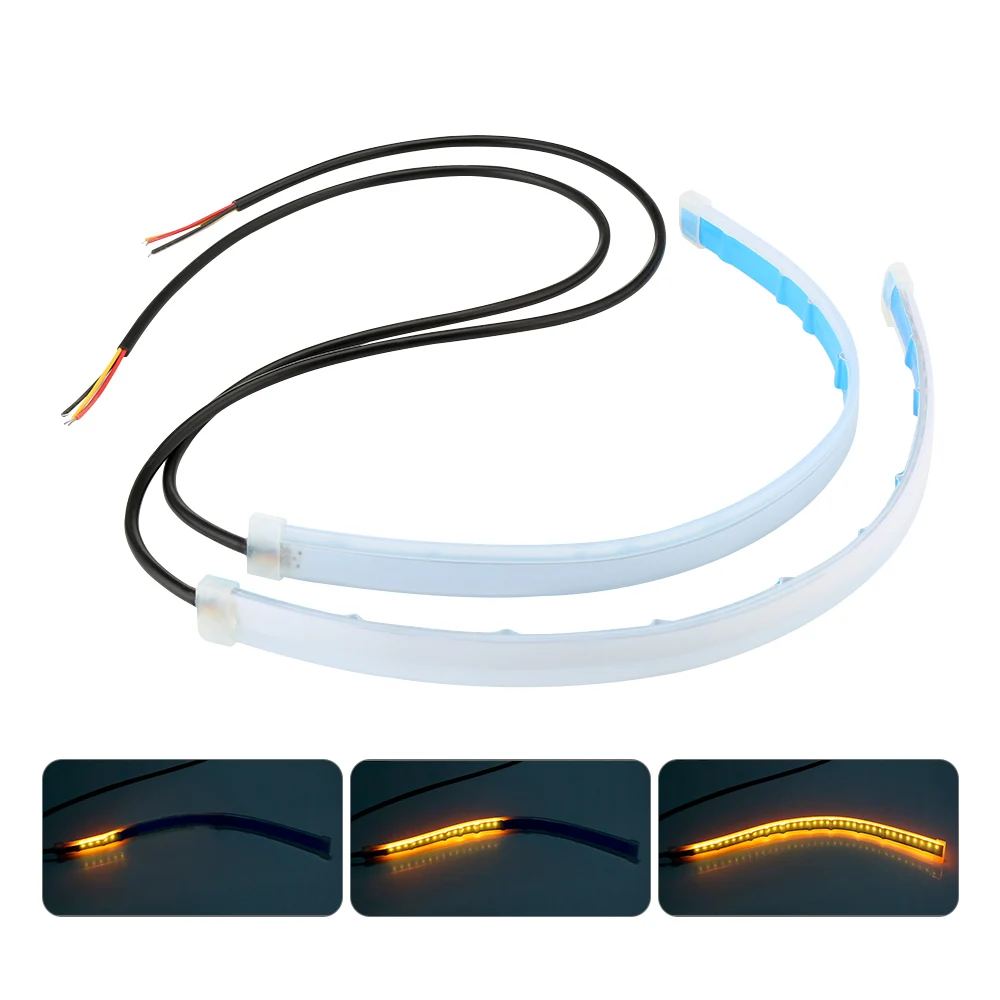 

6models 2X Waterproof Flexible Universal Car LED DRL Daytime Running Light Flow Runs Headlight LED Strip Brake Turn Signal Light