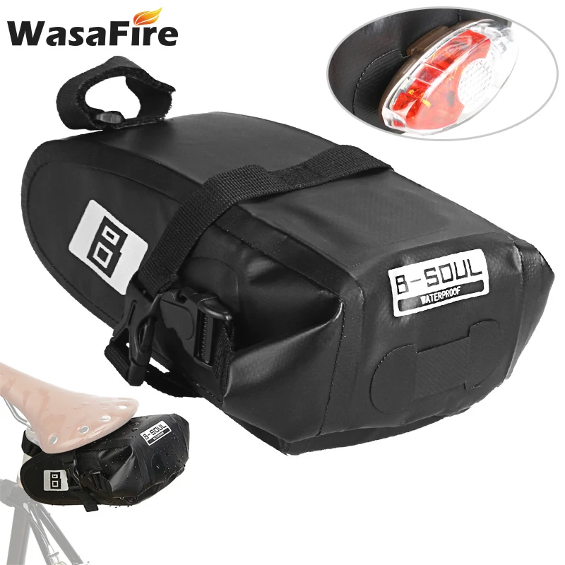 

MTB Bicycle Saddle Bag Waterproof Bike Tail Rear Seat Bag Large Capacity Cycling Pannier Repair Tool Pouch Can Hanging Taillight