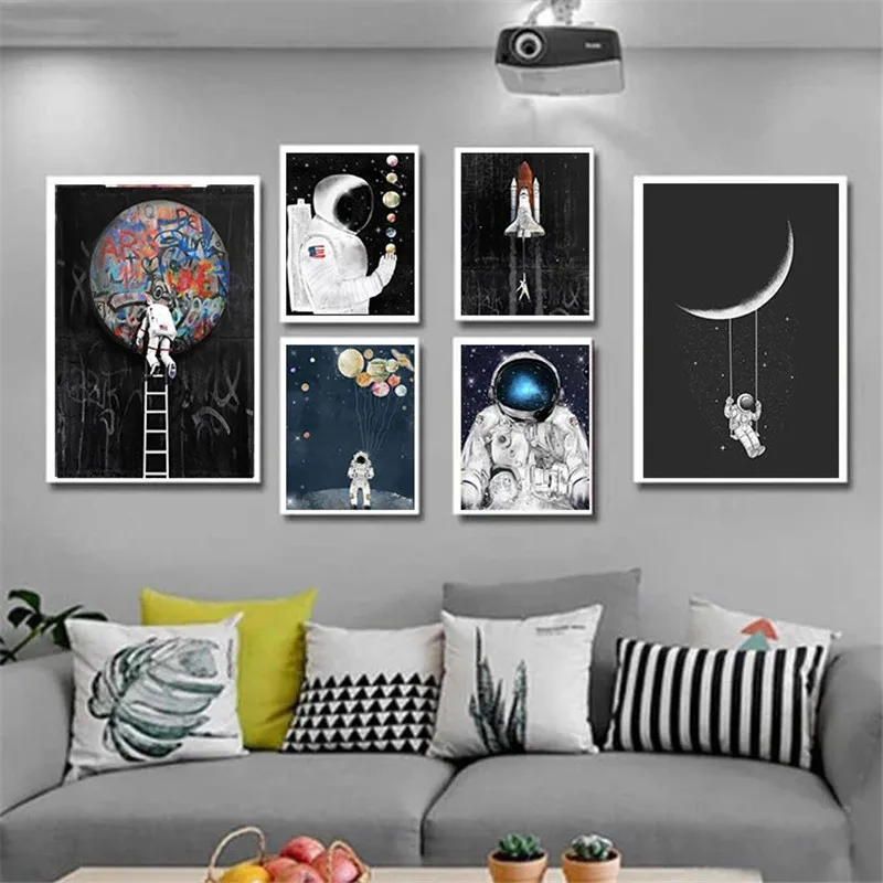 

Astronaut Space Dream Starry Sky Painting Canvas Poster and Printing Art Wall Painting As Living Room Home Decoration Frameless