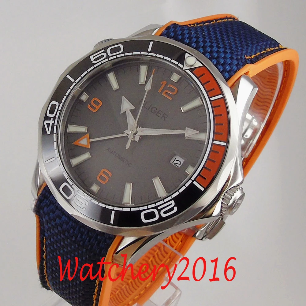 

41mm BLIGER Grey dial Sapphire glass GMT date ceramic bezel automatic men's watch