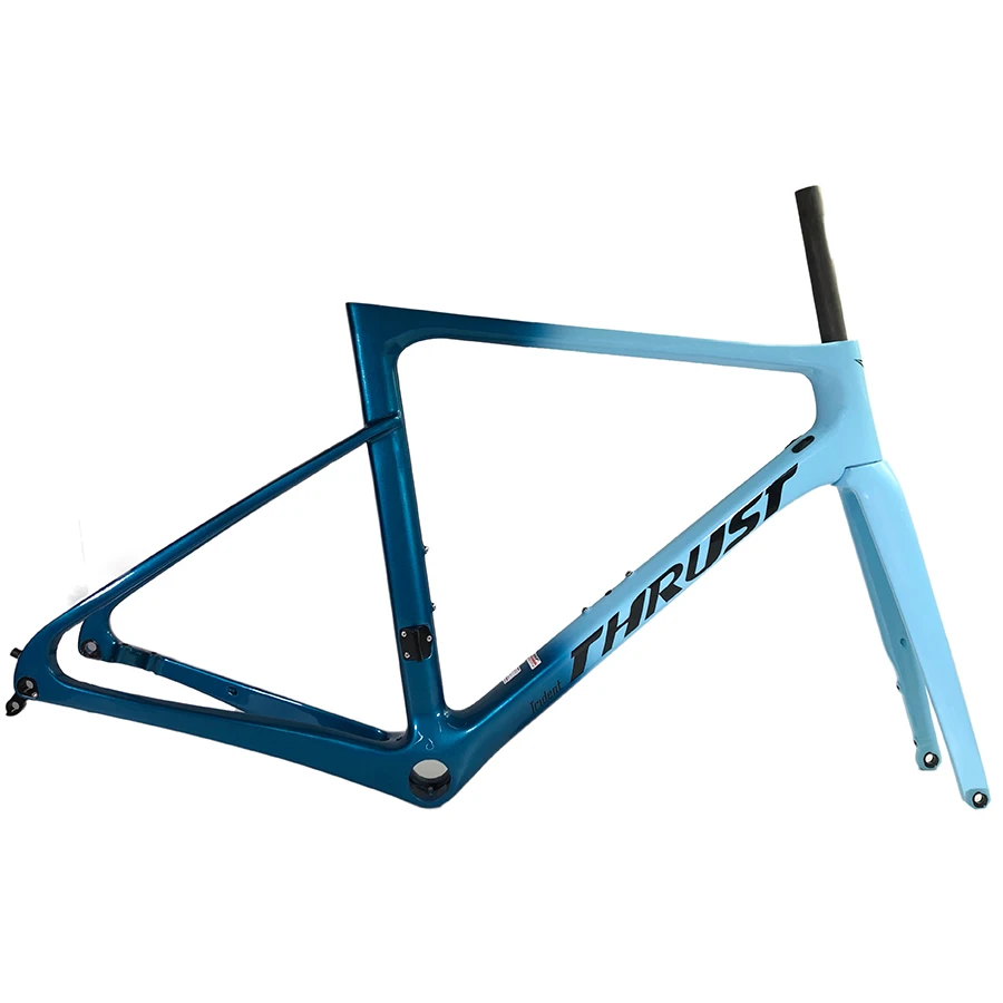 Blue THRUST NEW T1000 Silver Pink Disc brake Super light carbon road frame bike accessories UD Glossy/Matte 2 years warranty - Цвет: Blue
