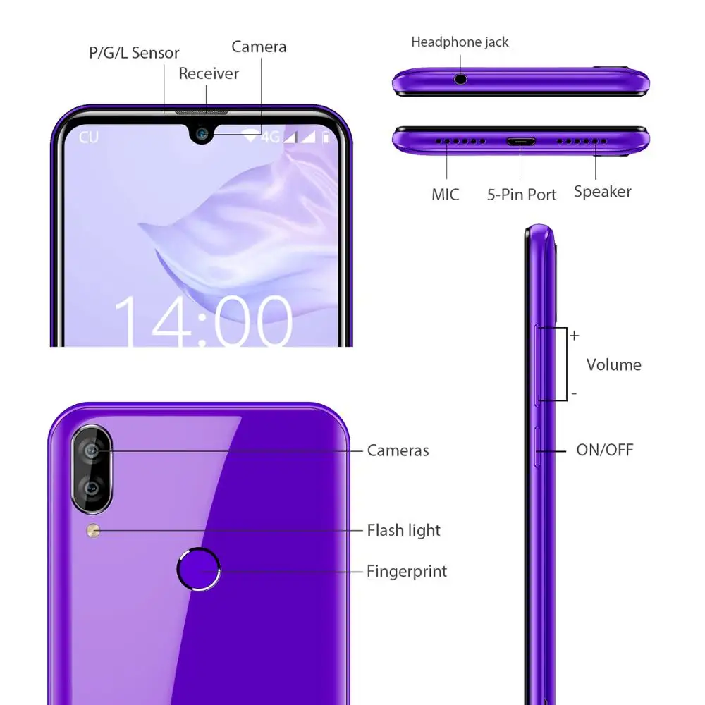 Мобильный телефон Oukitel C16 Pro экран Waterdrop 5 71 дюйма 3 ГБ 32 четырёхъядерный процессор