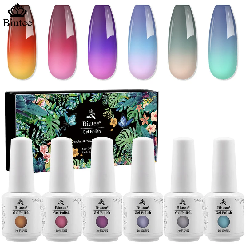 

BIUTEE 8ML Thermal 3-layers Color Changing Gel Polish Soak Off Temperature Color Nail Art Gel Varnishes Set Manicure UV Gellak
