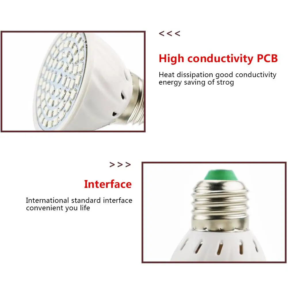 Полный спектр E27 220V Светодиодный светильник для выращивания растений Фито лампа