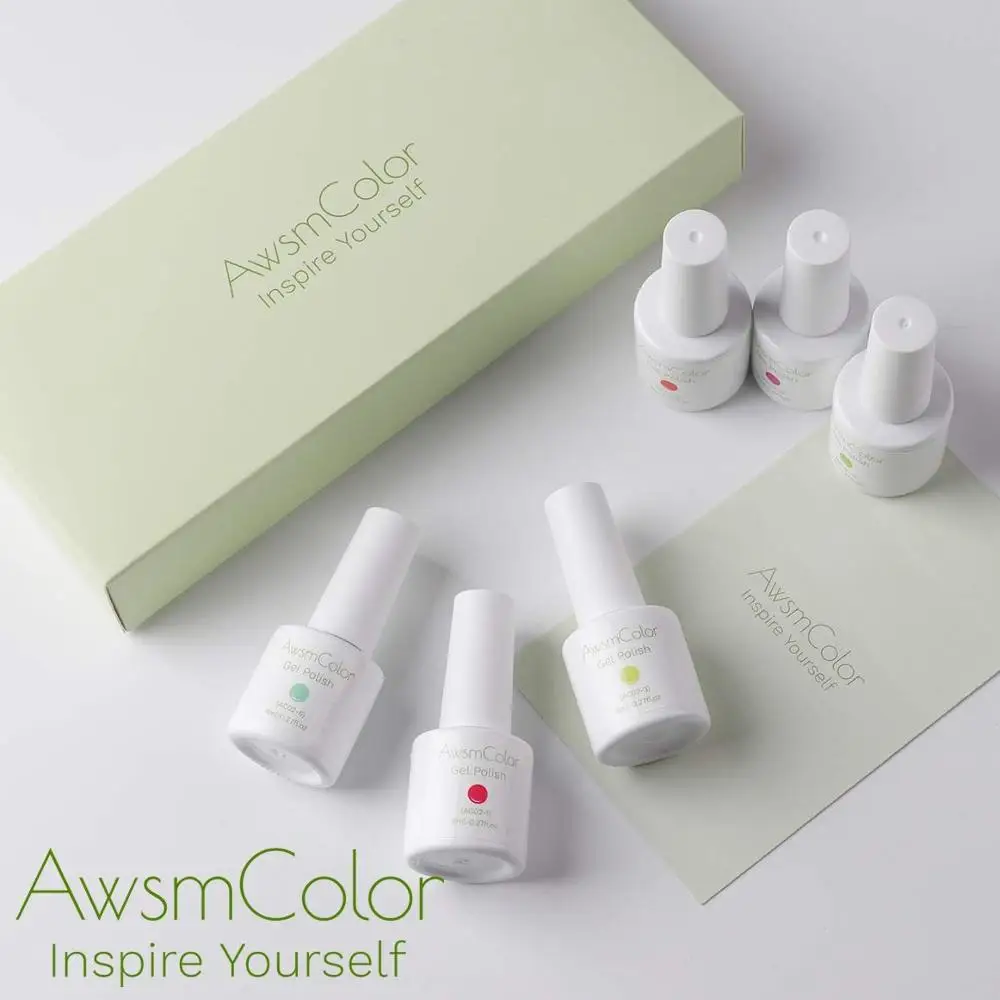 AwsmColor набор гель-лаков для ногтей, неоновая серия, 6 цветов, УФ светодиодный набор гелей для ногтей, дизайн ногтей, ярко-красный пастельно-розовый желе
