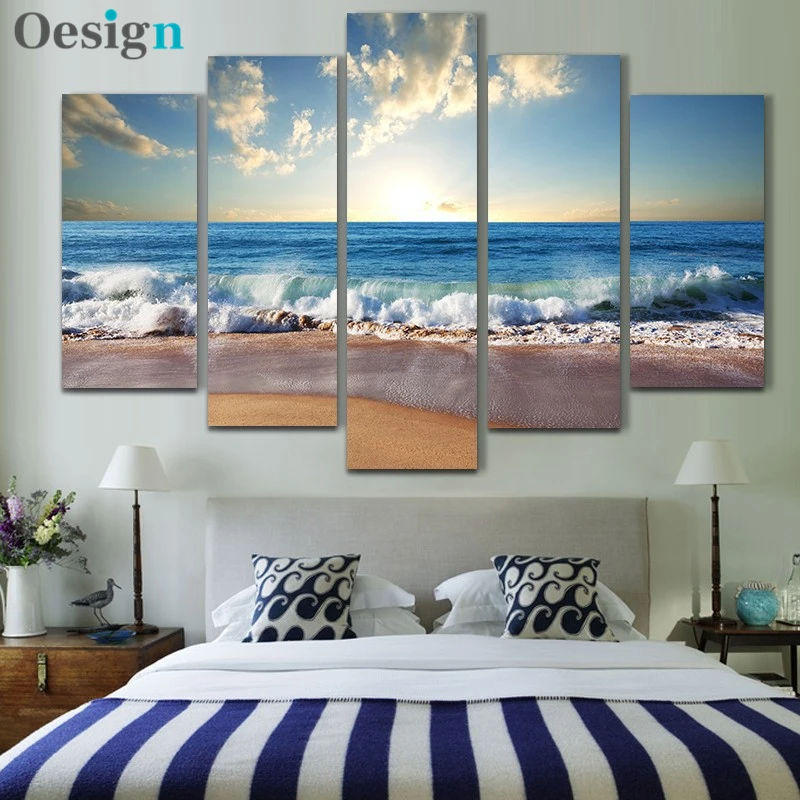 

HD Abstract Poster Modern Decorative Painting Inkjet Oil Painting Wulian Blue Sky Beach Landscape Painting Home Decoration