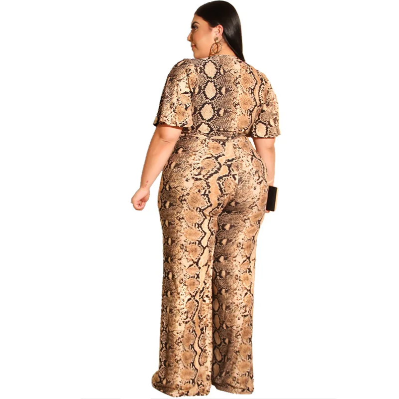 

rompers womens jumpsuit casual jumpsuit women plus size rompers New plus size women's sexy V-neck printed straight jumpsuit