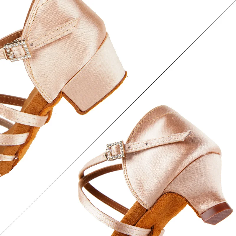 HROYL 2020 New Women latin dance shoes for children satin salsa ballroom dance shoes children tango salsa shoes soft fashion