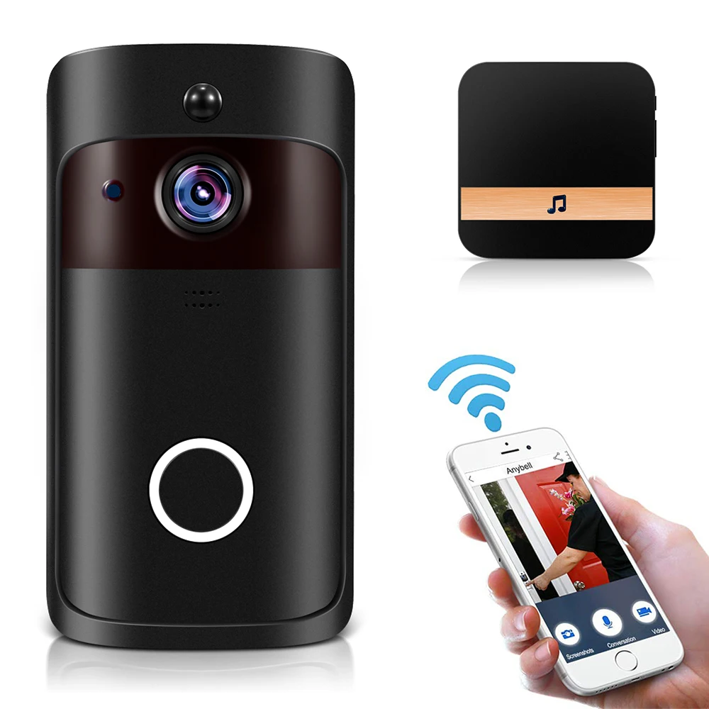 Wi-Fi, видеопереговорное устройство глазок дверной звонок, камера перезвон 1080P HD ИК Ночное видение 160 градусов Беспроводной удаленно