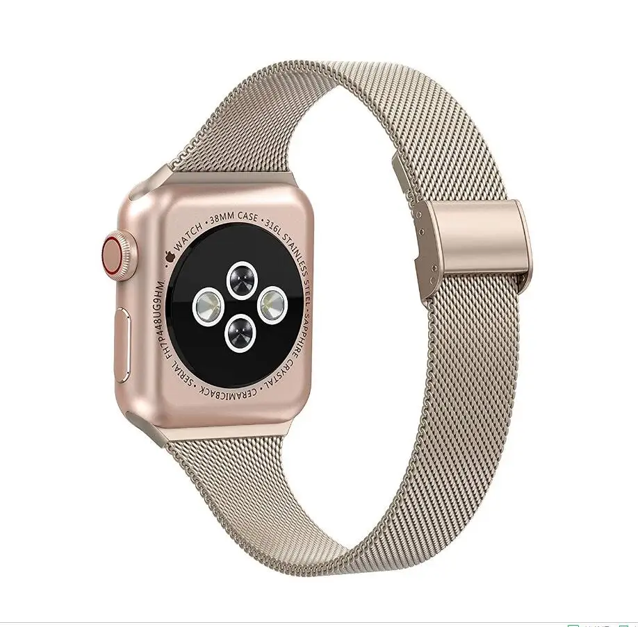 Серебряный ремешок для Apple Watch 5 Миланский Браслет 40 мм 44 i Phone 4 Series i Watch 2 3 1 полосы 38 мм 42 ремешок из нержавеющей стали
