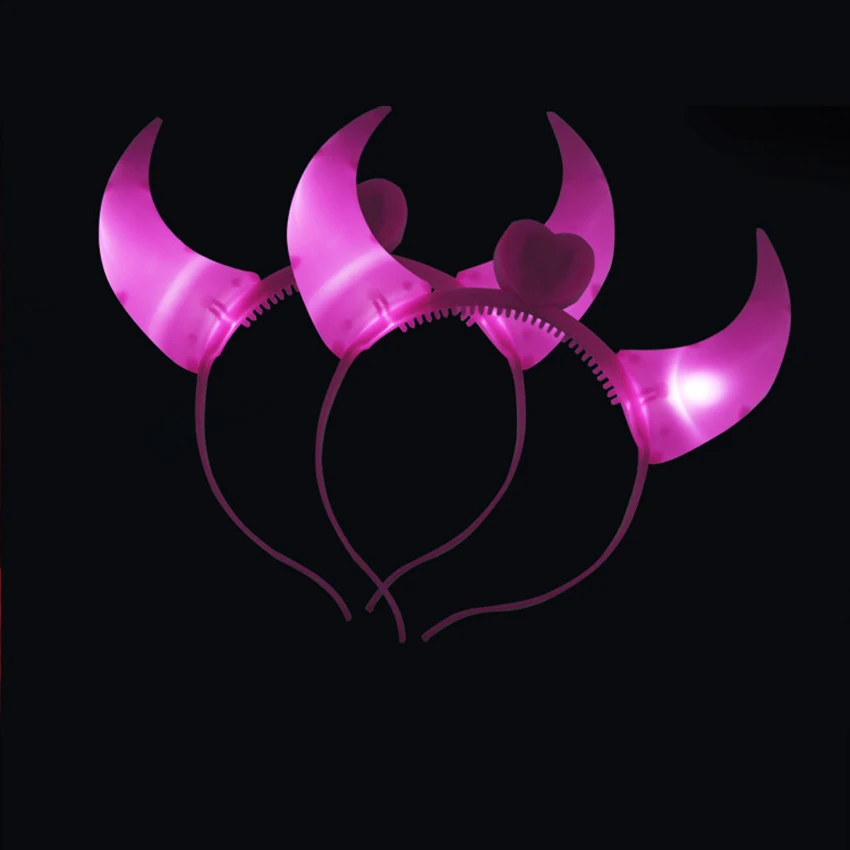 Светящаяся повязка на голову со светодиодный кой светящийся рог для Хэллоуина и