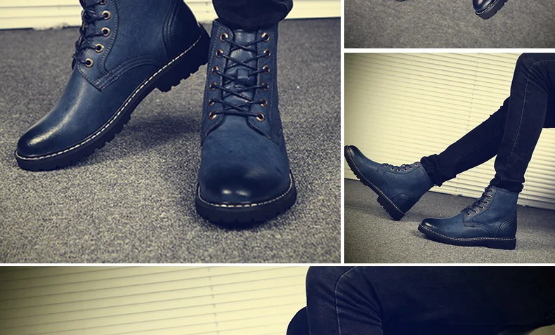Sanzoog/зимние кожаные ботильоны; мужские ботинки Dr Martins; Botines Hombre Dr. Martens; Erkek Bot Botte Homme; высокие ботинки в британском стиле