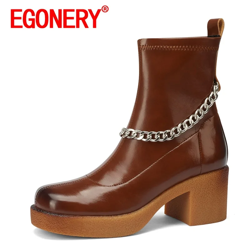 

Ботинки женские зимние мягкие на толстой подошве, с круглым носком, декоративная металлическая цепь