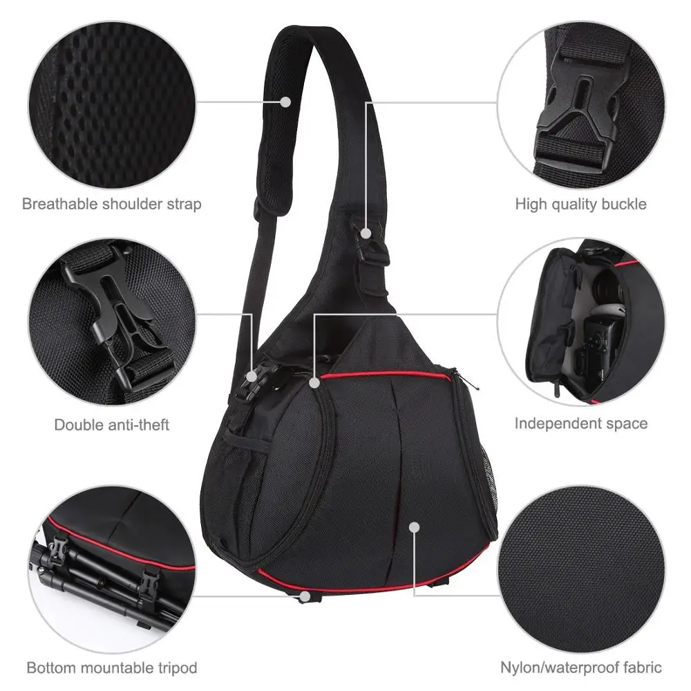 new arrival triangle camera bag sling waterproof backpack shoulder bag for mini tripod lens slr camera accessories free global shipping