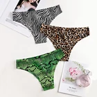 3 шт., модное женское бесшовные пикантные трусики нижнее белье, леопардовые трусы, ледяной шелк для девушек, бикини, хлопковое нижнее белье с низкой посадкой