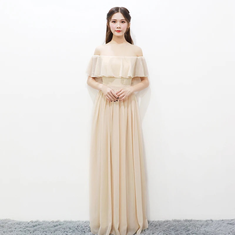 Длинное шифоновое платье подружки невесты фиолетовое элегантное для свадебной