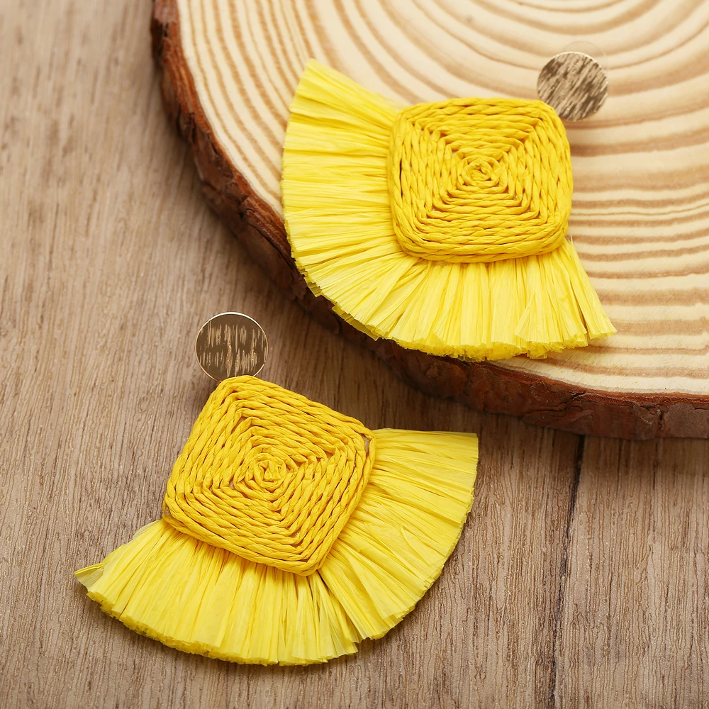 Креативные ретро серьги в стиле гражданской клана плетеные ротанг из рафии и