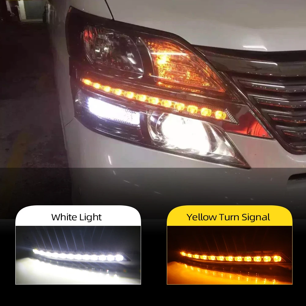 2 шт. для toyota vellfire 2008 2009 2010 2011 2012 2013 2014 2015 светодиодный дневные ходовые огни