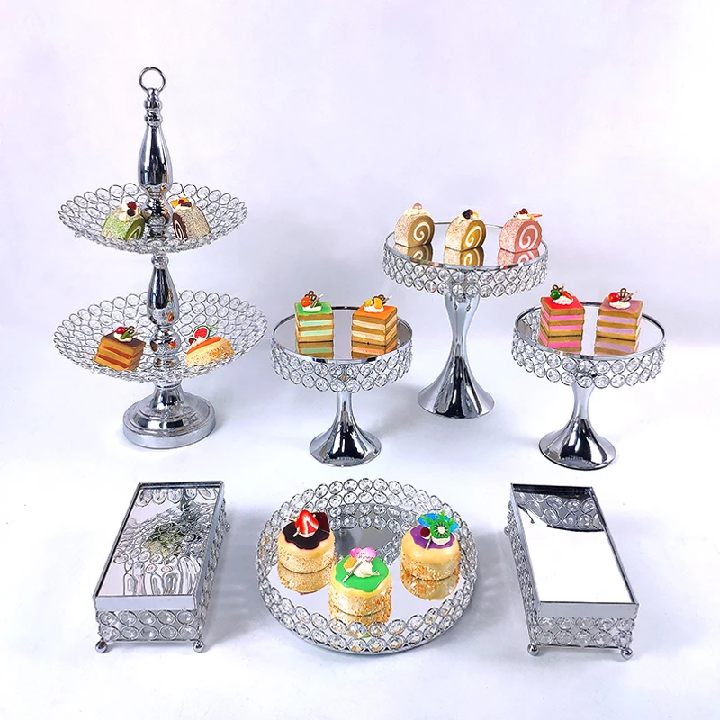 7 шт. цвета: золотистый серебристый металлическая для подставки пирожных Круглый