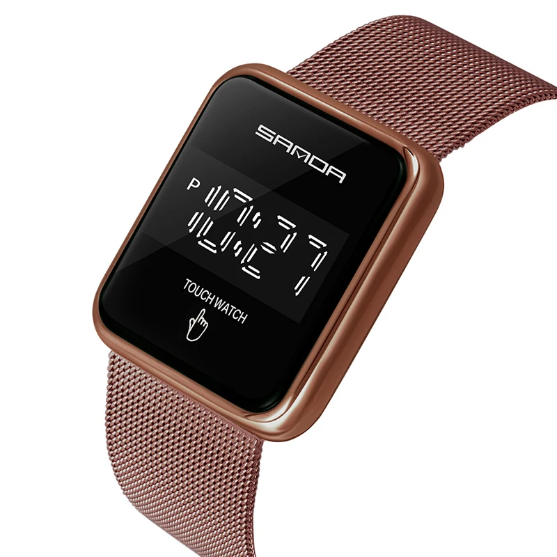 

Цифровые часы для мужчин, мужские водонепроницаемые электронные часы со светодиодным сенсорным экраном, квадратные Роскошные брендовые тр...