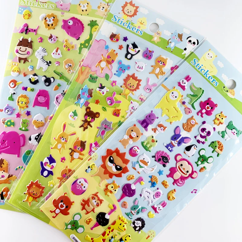 

Random 3 Sheets Cartoon Zoo Animal Bubble Sticker 3D Puffy Stickers for Boys Girls Birthday Gift Scrapbooking
