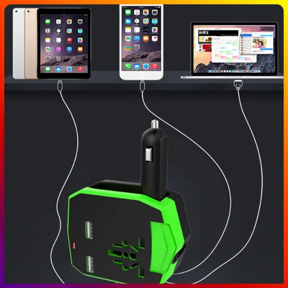 

Universal Cars Convertor Multifunctional USB Autos Charger Adapter Quick Charging 100-250V AC For Electronic Digital Products