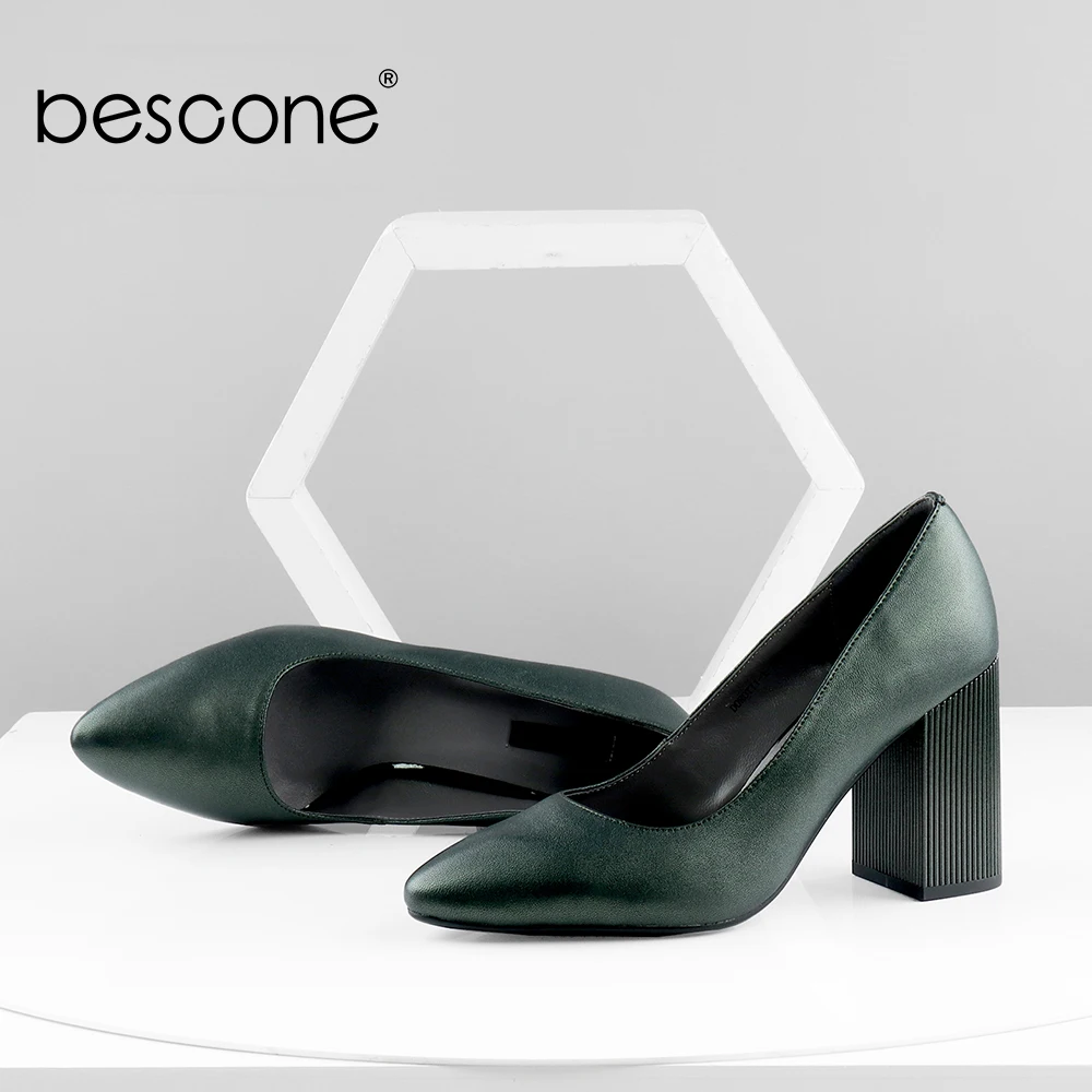 BESCONE/модные туфли лодочки зеленого цвета Высококачественная обувь из овечьей