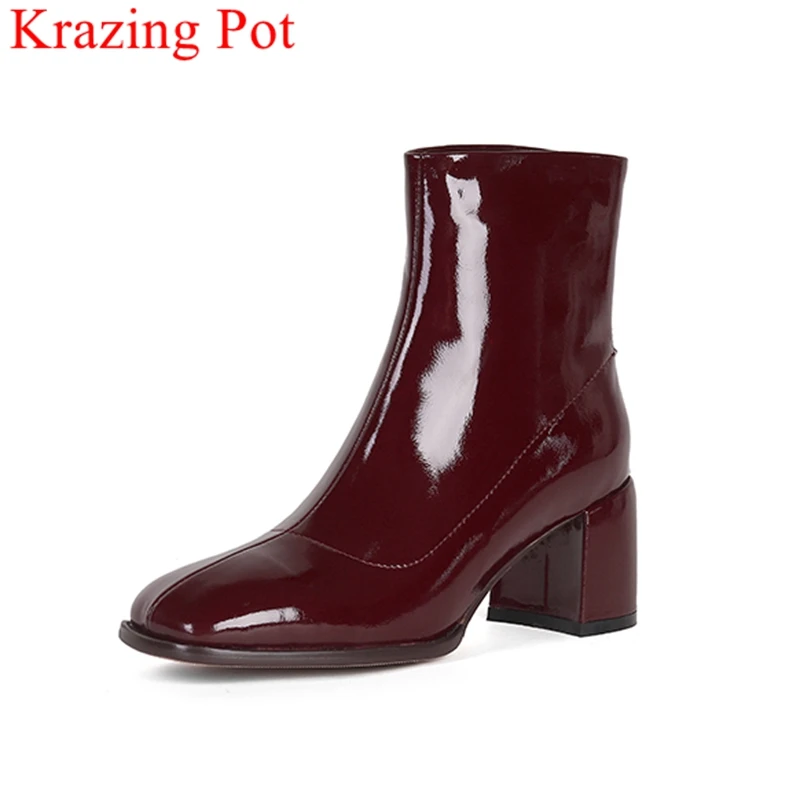 

Женские ботильоны из коровьей кожи Krazing Pot, элегантные теплые офисные Ботинки без застежек, 2022, размер 40, для зимы, каблуки для суперзвезды