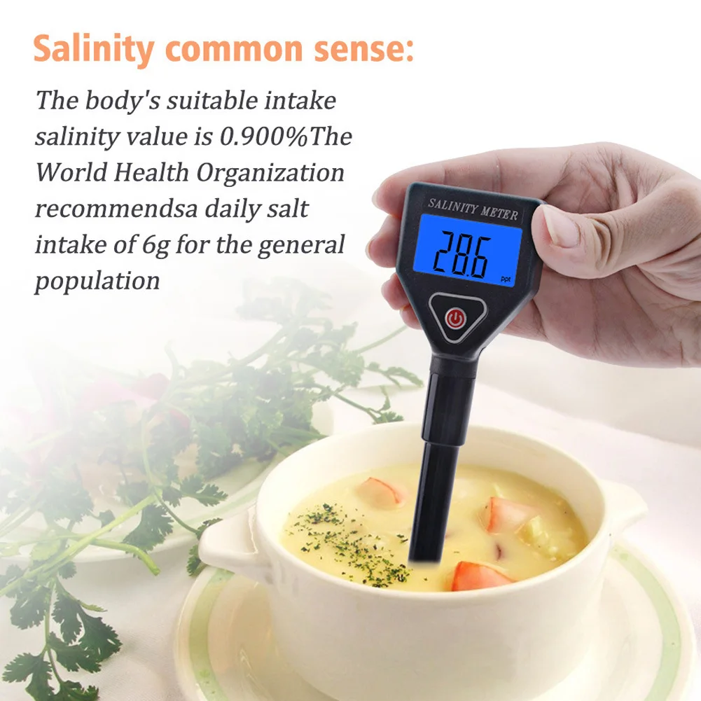 

SA-98305 Digital Salinity Meter Portable Handheld Salt Water Quality Tester For Food Pool Aquarium Swimming Pools No Battery