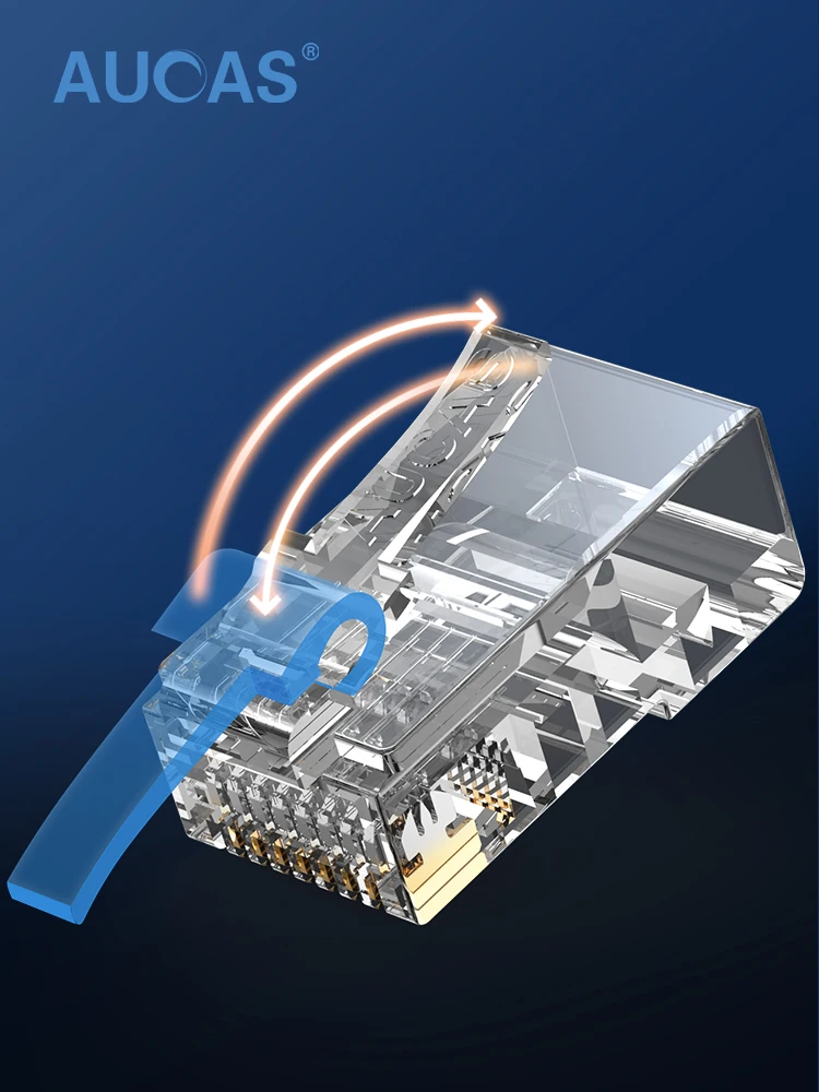 Aucas RJ45 Разъем модульный Ethernet кабель головная вилка Cat5E Разъем позолоченный неэкранированный сетевой разъем 8P8C RJ45 разъем (art.: 7ac2f67d6) - 7ac2f67d6