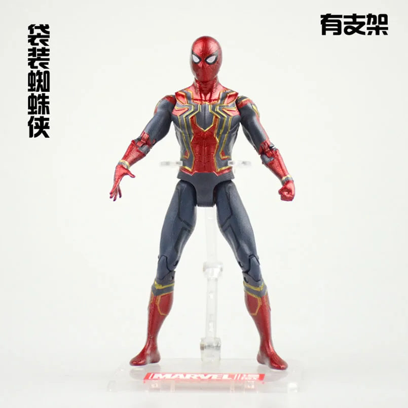 17 см Marvel MK 85 Железный человек Мстители 3 Железный человек паук фигурка модель удивительный человек паук подвижные игрушки для детей - Цвет: Spide Man with Base