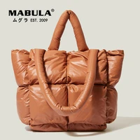 mabula luxury feather padded women bag female winter waterproof quilted down space bags zipper large capacity tote handbag