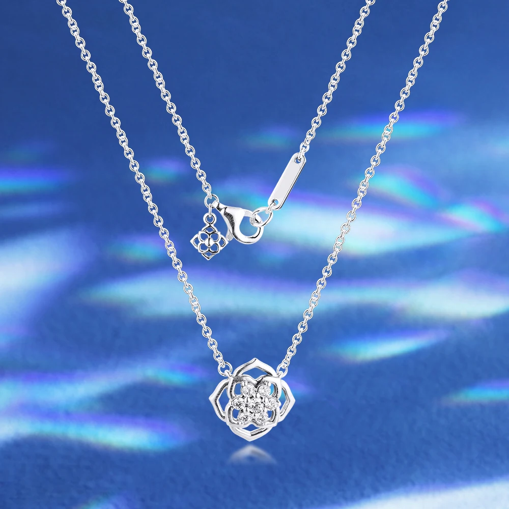 

Rose Petal Collier New Fashion Chain Necklace 925 Sterling Silver Jewelry 2021 Trend for Mother Gift Women Party Deree Free Ship
