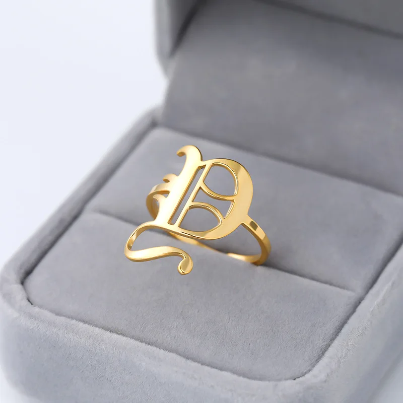Женское кольцо с надписью Anillos Mujer Золотое из нержавеющей стали A Z на старом