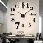 Большие настенные 3d-часы сделай сам, акриловое зеркало с наклейкой, большие кухонные часы, современный дизайн, украшение для гостиной с римскими цифрами