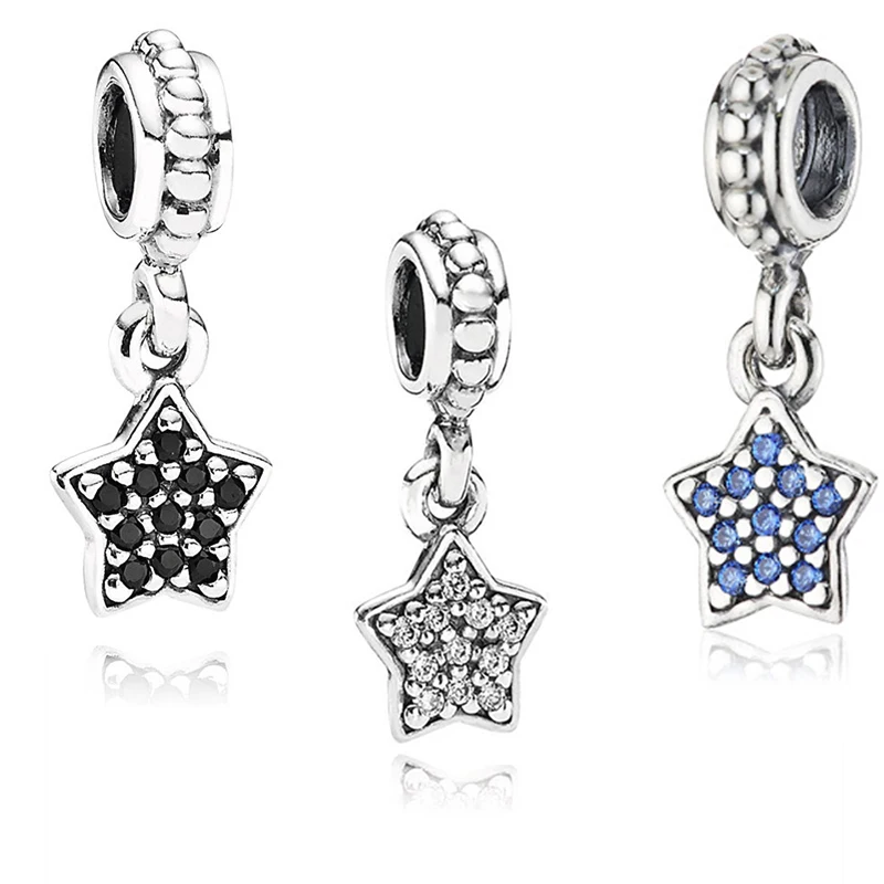 

2020 новая мода высокое качество S925 изысканные черные, белые синие звезды паве Charmdiy оригинальные женские ювелирные изделия на день рождения р...