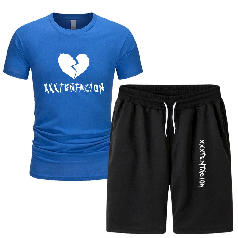 

2021 summer sports suit men's running short-sleeved T-shirt quick-drying clothes plus size shorts casual two-piece suit