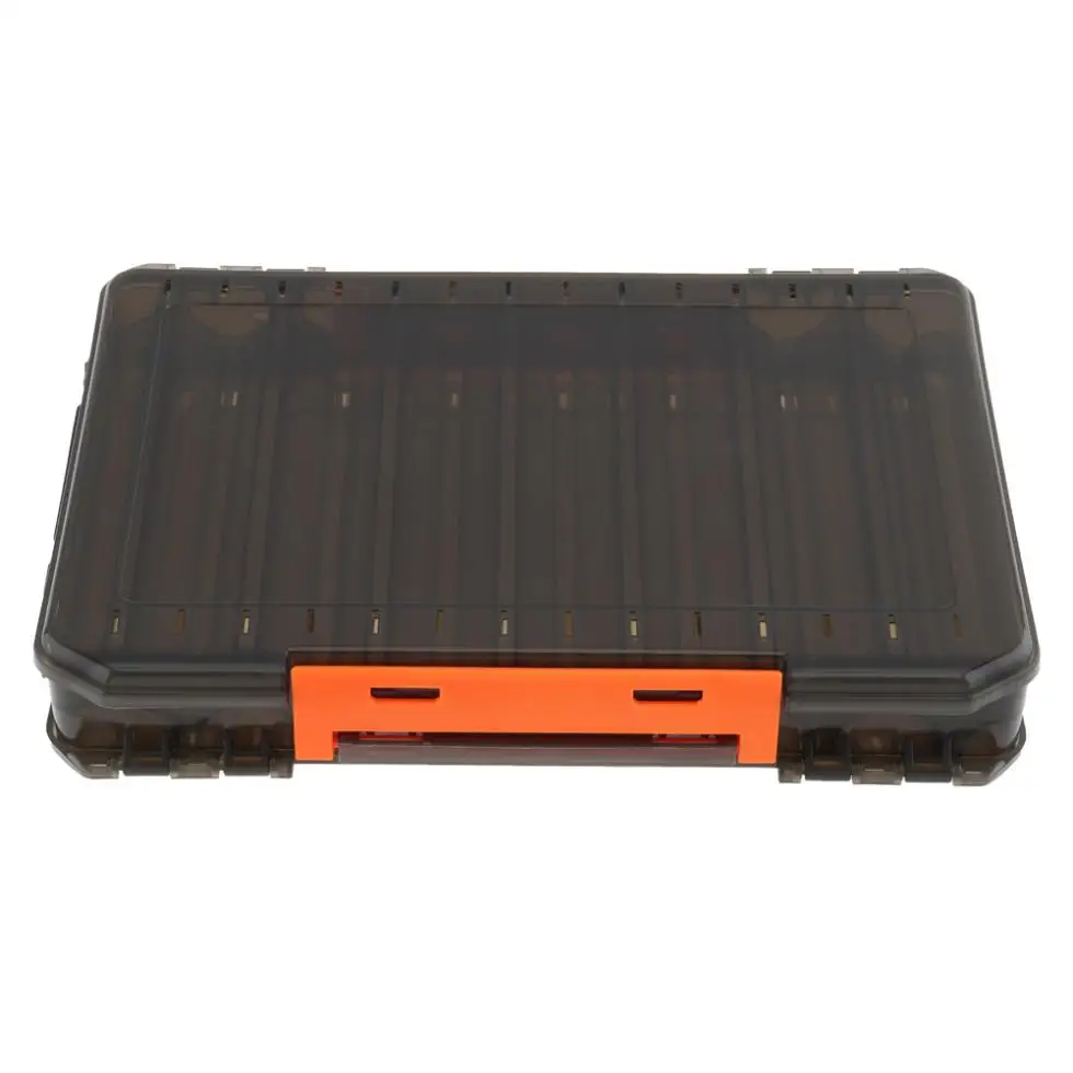 

26.8x18.7x4.5cm Double Side Translucent Thickening 14 Compartments Fishing Lure Box for Shrimp Lures Storage Case