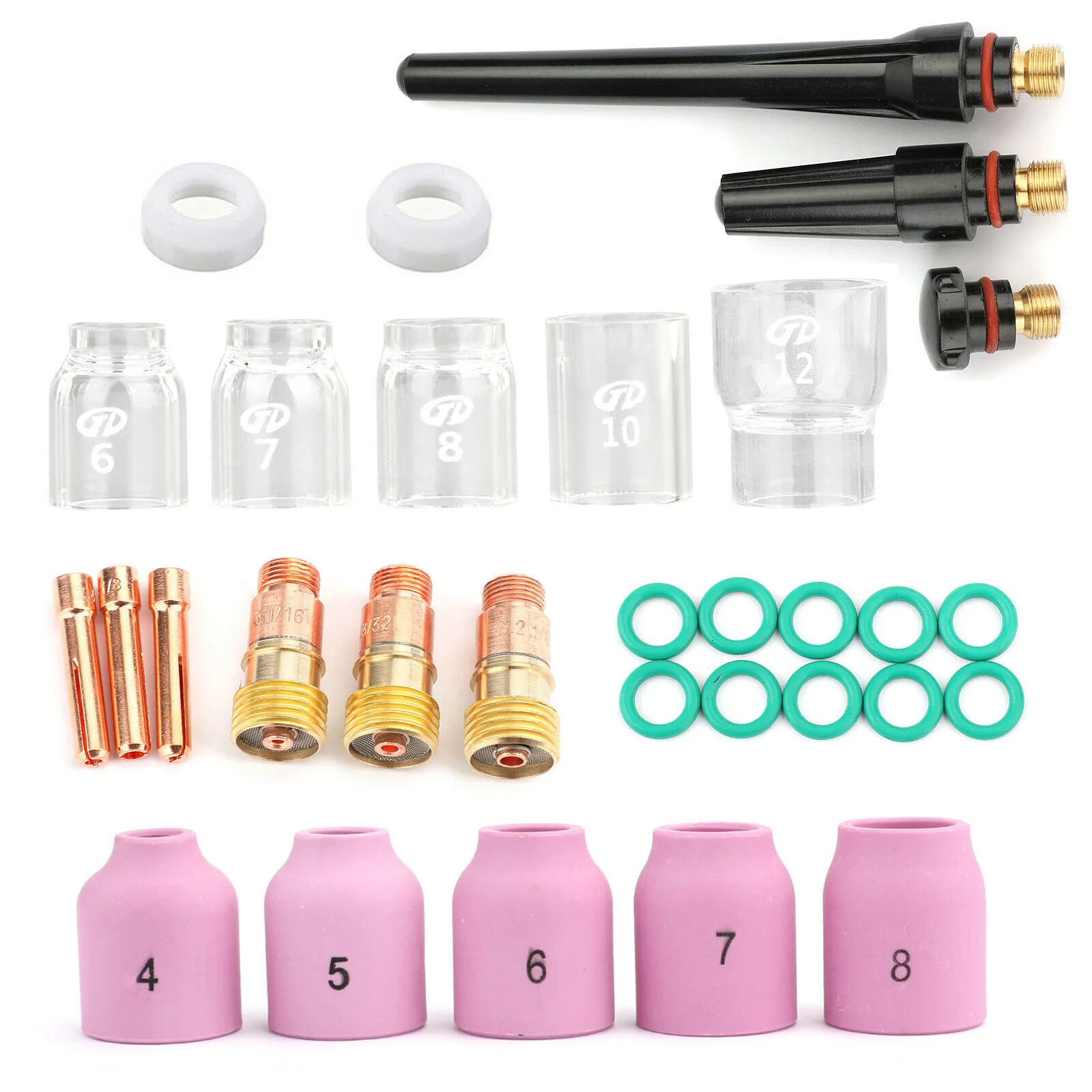 

31Pcs TIG Welding Torch Stubby Gas Lens #12 Pyrex Glass Cup Kit WP-17/18/26 High-quality Welding Accessories For Welding Work