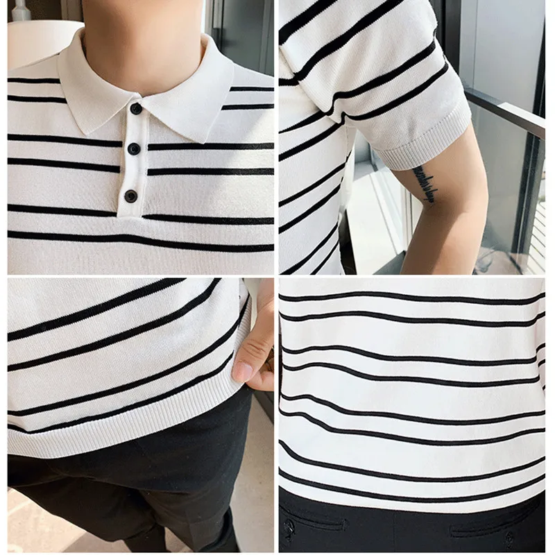 

2020 hot-sale products fashion Men summer slim fit short sleeve POLO shirts / Male stripe lapel Business POLO shirts S-3XL