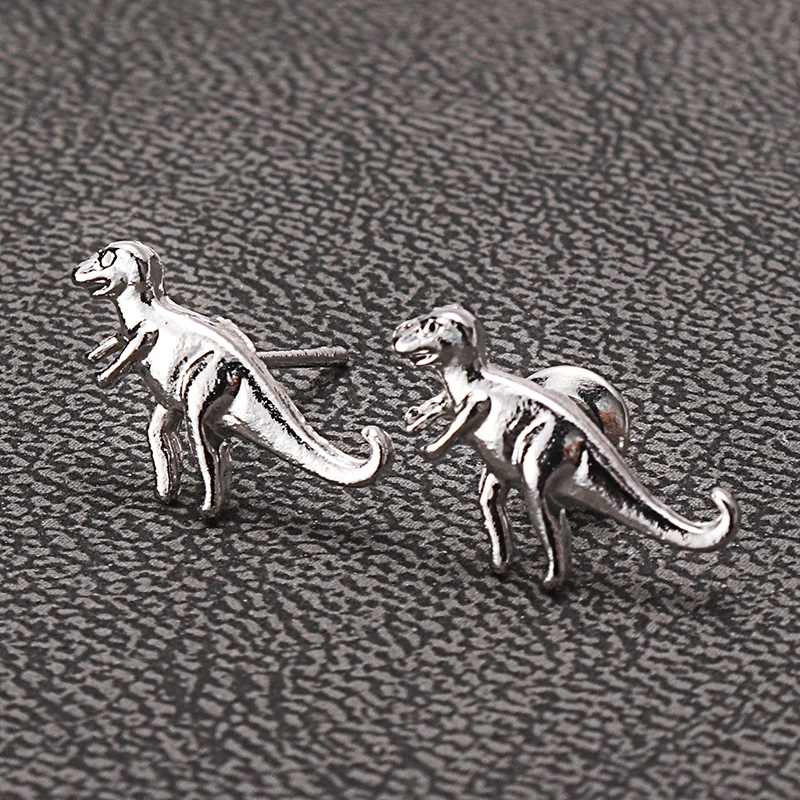 3 пары милые металлические серьги гвоздики в форме динозавра для панк маленькие с