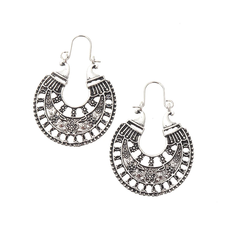 Ретро этнические африканские племенные резные серьги капли простые эффектные