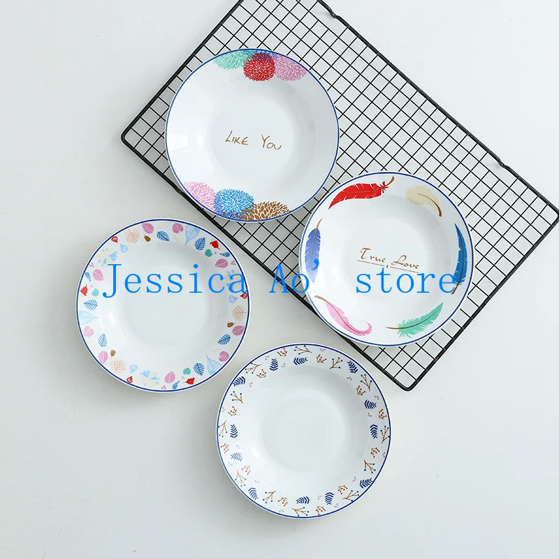 Набор керамической посуды 4 шт. 18 см милые тарелки Обеденный набор тарелка для