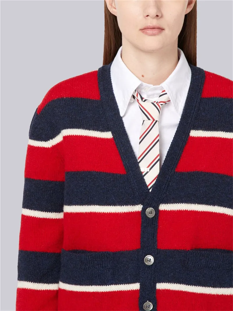 Женский винтажный свитер в полоску Кардиган с длинным рукавом вязаный джемпер на