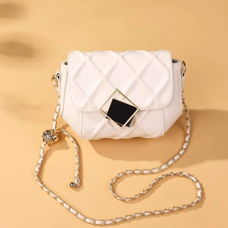 

Chain Designer Handbags Ladies Luxury Small Shoulder Bag Solid Color Flap Square Crossbody Bags for Women PU Leather S2499