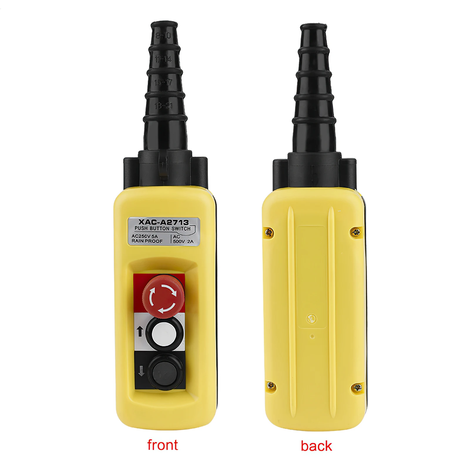 

Crane Lifting Switch 500V 5A Hoist Emergency Stop Button Durable ABS Plastic IP54 Crane Hoist Lifting Pendant Controller Switch