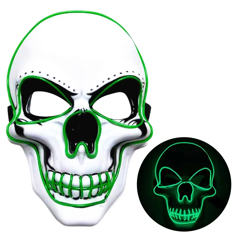 2020 Хэллоуин страшный череп маска для лица EL светящаяся холодная Ужас