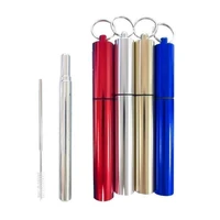 portable stainless steel telescopic drinking straw travel straw reusable straw with 1 brush and carry case
