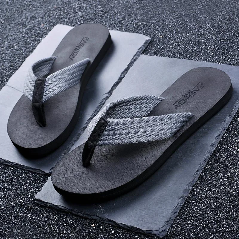 

WEH Flip Flops Men Fashion Beach Summer Men Shoes Sandals Open Toe Slipper Indoor & Outdoor Flip-flops Big Size 46 Male Shoes