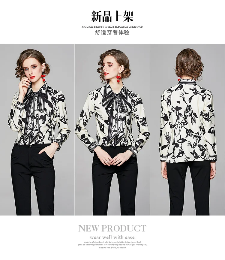 

women dot shirts classic woman print shirts femme elegant blouses lady bow tie tops